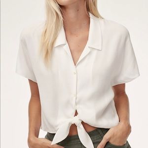 Aritzia Wilfred Free Tie Front Blouse